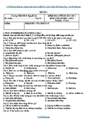 17 Đề thi và Đáp án Công nghệ Lớp 8 giữa Kì 1 sách Chân Trời Sáng Tạo