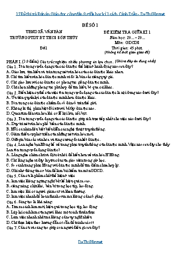 17 Đề thi và Đáp án Giáo dục công dân 8 giữa học kì 1 sách Cánh Diều