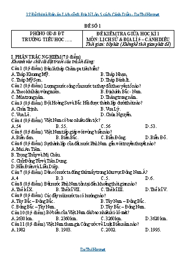 17 Đề thi và Đáp án Lịch sử & Địa lí Lớp 5 sách Cánh Diều