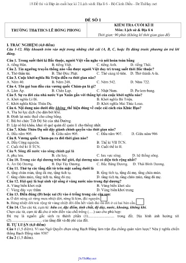 18 Đề thi và Đáp án cuối học kì 2 Lịch sử & Địa lí 6 - Bộ Cánh Diều