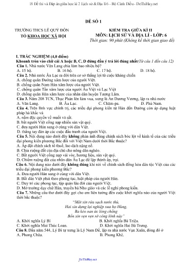 18 Đề thi và Đáp án giữa học kì 2 Lịch sử & Địa lí 6 - Bộ Cánh Diều