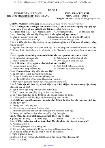 18 Đề thi và Đáp án môn GDCD 7 sách Chân Trời Sáng Tạo cuối học kì 2