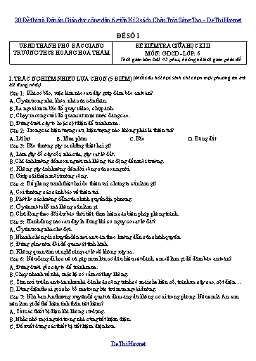 20 Đề thi và Đáp án Giáo dục công dân 6 giữa Kì 2 sách Chân Trời Sáng Tạo