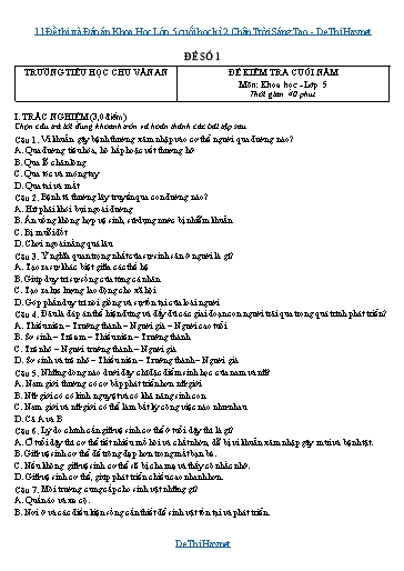 11 Đề thi và Đáp án Khoa Học Lớp 5 cuối học kì 2 Chân Trời Sáng Tạo