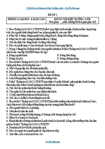 12 Đề thi và Đáp án Điều Dưỡng giỏi