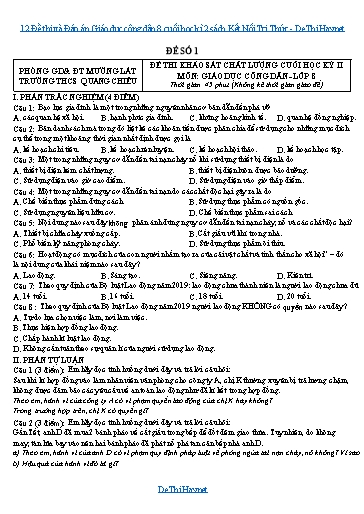 12 Đề thi và Đáp án Giáo dục công dân 8 cuối học kì 2 sách Kết Nối Tri Thức