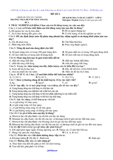 14 Đề thi và Đáp án cuối học kì 1 môn Khoa học tự nhiên Lớp 8 sách Kết Nối Tri Thức