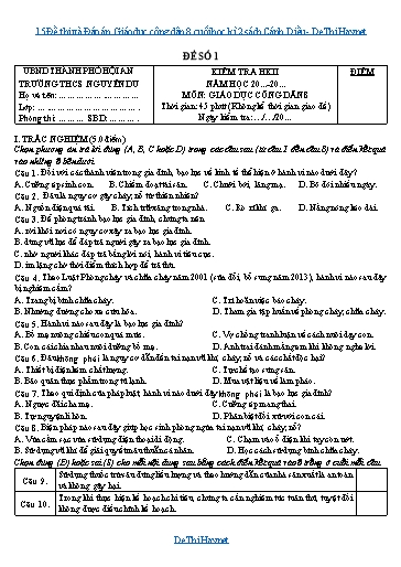 15 Đề thi và Đáp án Giáo dục công dân 8 cuối học kì 2 sách Cánh Diều
