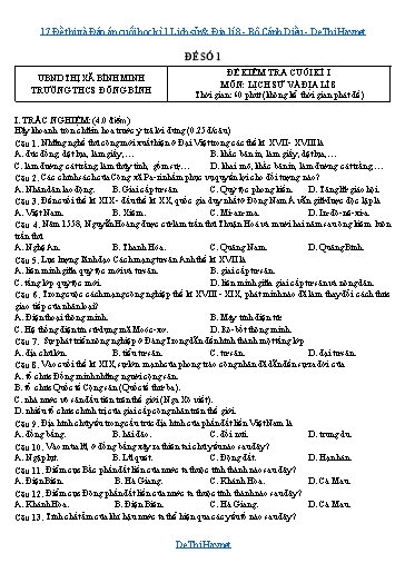 17 Đề thi và Đáp án cuối học kì 1 Lịch sử & Địa lí 8 - Bộ Cánh Diều