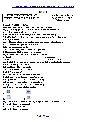 17 Đề thi và Đáp án Tin học 6 sách Cánh Diều giữa học kì 7