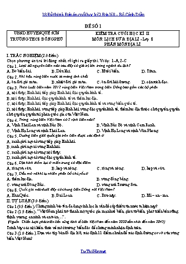 18 Đề thi và Đáp án cuối học kì 2 Địa lí 8 - Bộ Cánh Diều