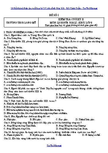 18 Đề thi và Đáp án cuối học kì 2 Lịch sử & Địa lí 8 - Bộ Cánh Diều