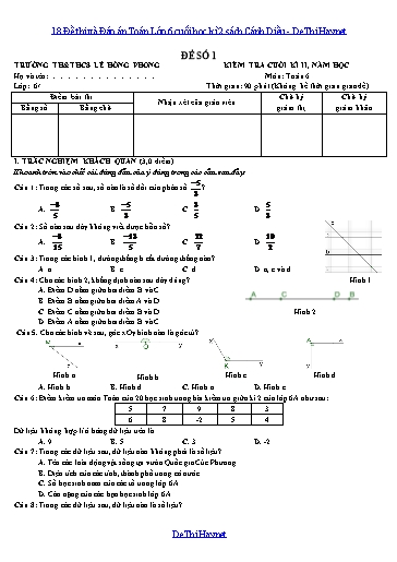 18 Đề thi và Đáp án Toán Lớp 6 cuối học kì 2 sách Cánh Diều