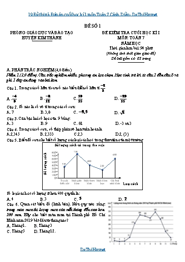 19 Đề thi và Đáp án cuối học kì 1 môn Toán 7 Cánh Diều