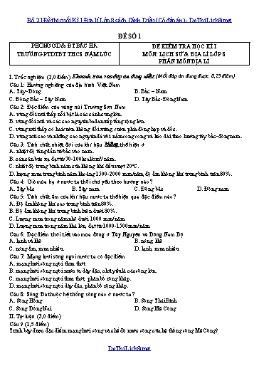 20 Đề thi và Đáp án cuối học kì 1 Địa lí 8 - Bộ Cánh Diều