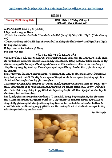 20 Đề thi và Đáp án Tiếng Việt Lớp 4 Chân Trời Sáng Tạo giữa học kì 2