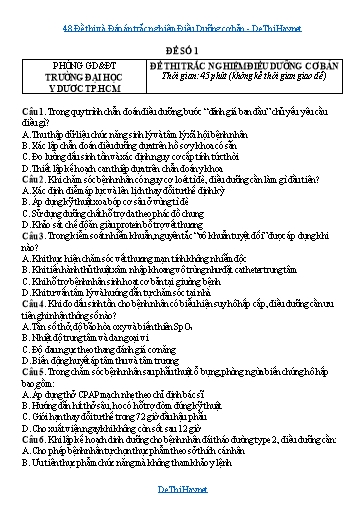 48 Đề thi và Đáp án trắc nghiệm Điều Dưỡng cơ bản
