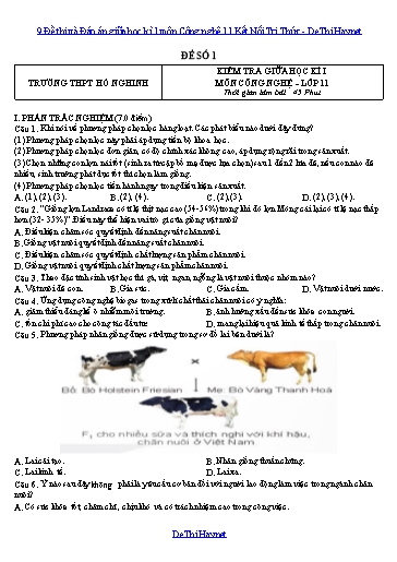 9 Đề thi và Đáp án giữa học kì 1 môn Công nghệ 11 Kết Nối Tri Thức