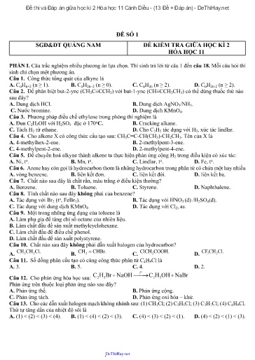 Đề thi và Đáp án giữa học kì 2 Hóa học 11 Cánh Diều - (13 Đề + Đáp án)
