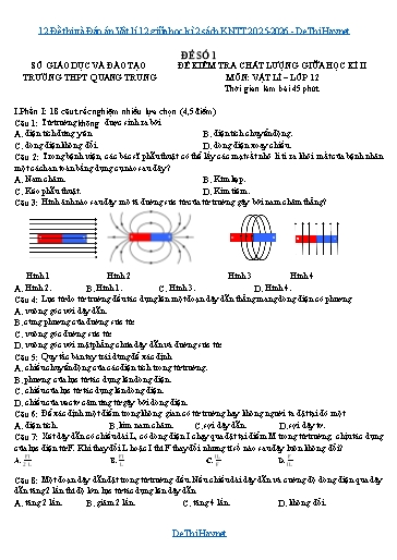 12 Đề thi và Đáp án Vật lí 12 giữa học kì 2 sách KNTT 2025-2026