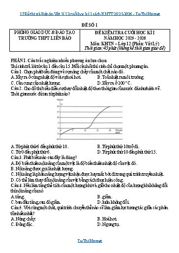 17 Đề thi và Đáp án Vật lí 12 cuối học kì 1 sách KNTT 2025-2026