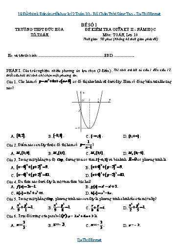 19 Đề thi và Đáp án giữa học kì 2 Toán 10 - Bộ Chân Trời Sáng Tạo