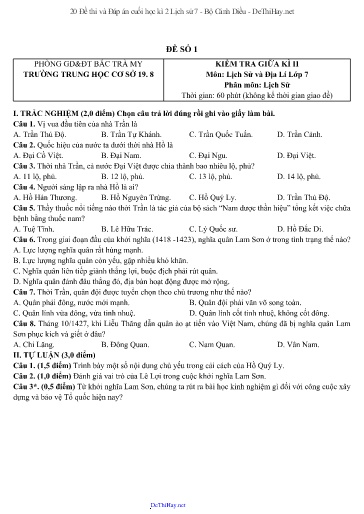 20 Đề thi và Đáp án cuối học kì 2 Lịch sử 7 - Bộ Cánh Diều