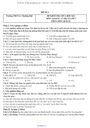 24 Đề thi và Đáp án giữa học kì 1 Lịch sử 7 - Bộ Cánh Diều