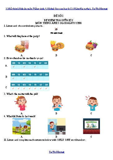 12 Đề thi và Đáp án môn Tiếng Anh 5 Global Success học kì 2 (Kèm file nghe)