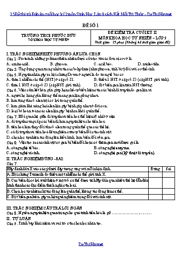 15 Đề thi và Đáp án cuối học kì 2 môn Sinh Học Lớp 9 sách Kết Nối Tri Thức