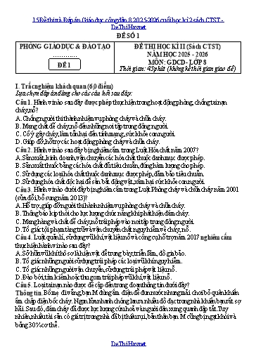 15 Đề thi và Đáp án Giáo dục công dân 8 2025-2026 cuối học kì 2 sách CTST