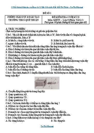 17 Đề thi và Đáp án cuối học kì 2 Vật lí 9 sách Kết Nối Tri Thức