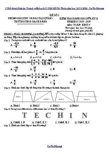 17 Đề thi và Đáp án Toán 6 giữa học kì 2 Kết Nối Tri Thức năm học 2025-2026