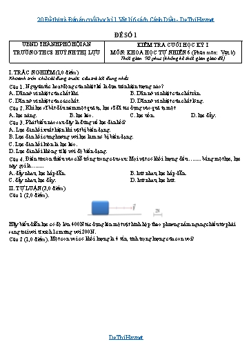 20 Đề thi và Đáp án cuối học kì 1 Vật lí 6 sách Cánh Diều