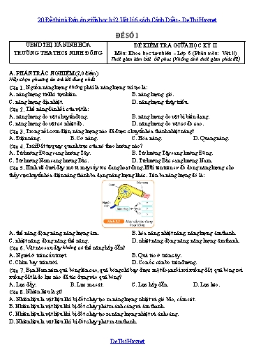 20 Đề thi và Đáp án giữa học kì 2 Vật lí 6 sách Cánh Diều
