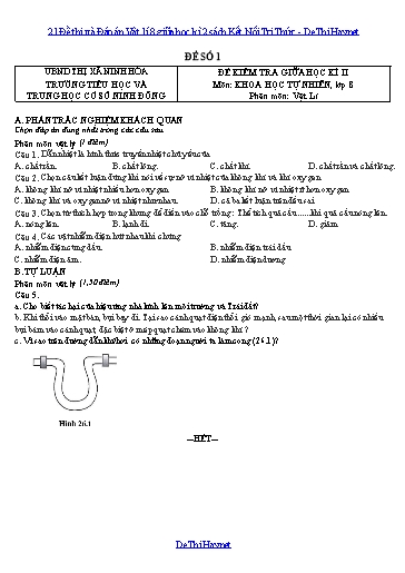21 Đề thi và Đáp án Vật lí 8 giữa học kì 2 sách Kết Nối Tri Thức