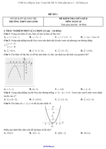 23 Đề thi và Đáp án Toán 10 sách Kết Nối Tri Thức giữa học kì 2