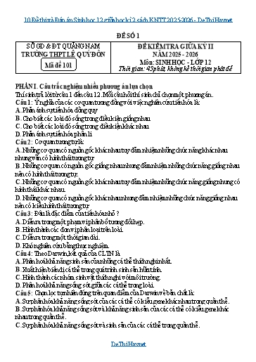 10 Đề thi và Đáp án Sinh học 12 giữa học kì 2 sách KNTT 2025-2026