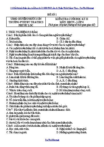 12 Đề thi và Đáp án cuối học kì 2 HĐTN Lớp 6 Chân Trời Sáng Tạo