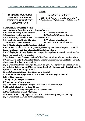 12 Đề thi và Đáp án cuối học kì 2 HĐTN Lớp 9 Chân Trời Sáng Tạo