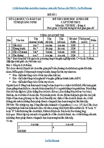 12 Đề thi và Đáp án kỳ thi chọn học sinh giỏi Tin học cấp THCS