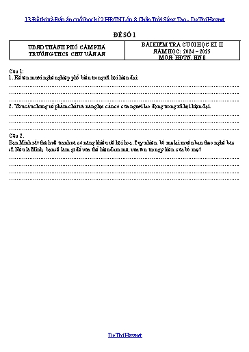 13 Đề thi và Đáp án cuối học kì 2 HĐTN Lớp 8 Chân Trời Sáng Tạo