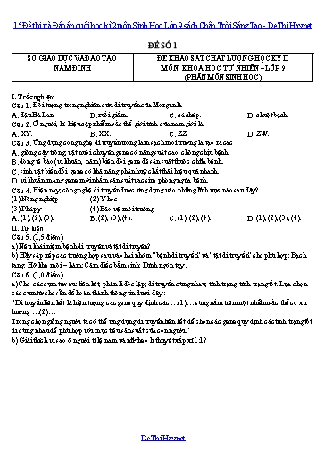 15 Đề thi và Đáp án cuối học kì 2 môn Sinh Học Lớp 9 sách Chân Trời Sáng Tạo