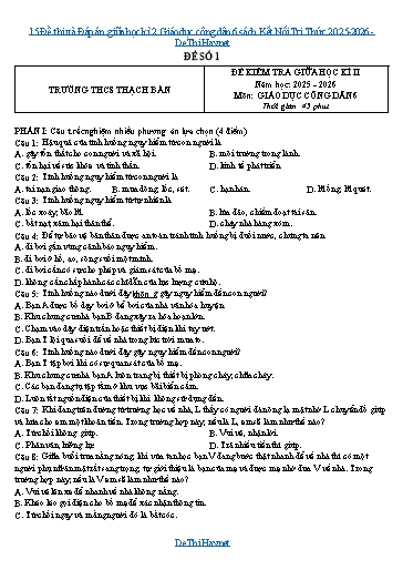 15 Đề thi và Đáp án giữa học kì 2 Giáo dục công dân 6 sách Kết Nối Tri Thức 2025-2026