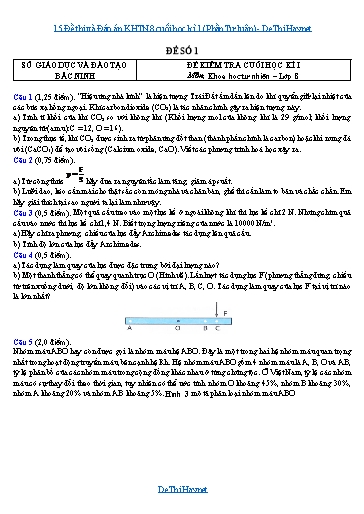 15 Đề thi và Đáp án KHTN 8 cuối học kì 1 (Phần Tự luận)