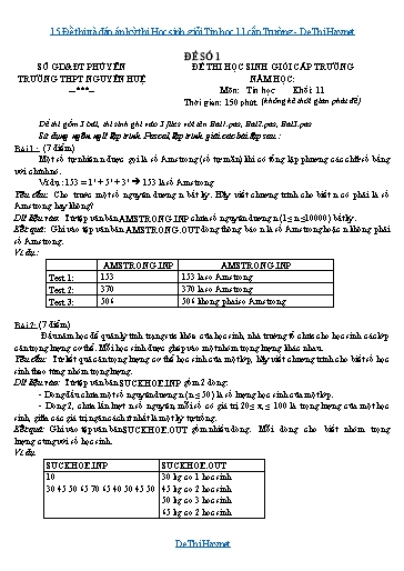 15 Đề thi và đáp án kỳ thi Học sinh giỏi Tin học 11 cấp Trường