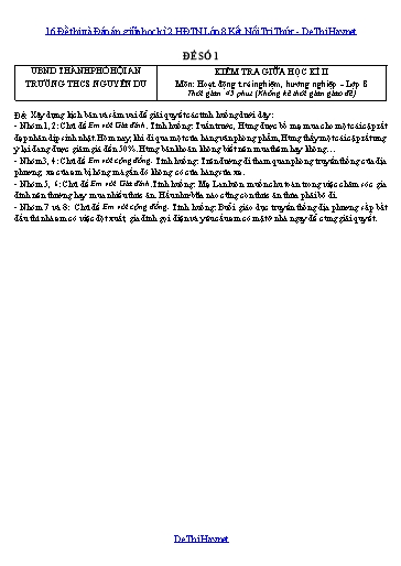 16 Đề thi và Đáp án giữa học kì 2 HĐTN Lớp 8 Kết Nối Tri Thức