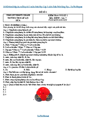 18 Đề thi và Đáp án cuối học kì 1 môn Sinh Học Lớp 7 sách Chân Trời Sáng Tạo