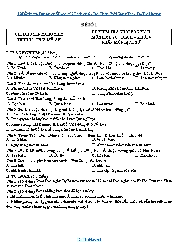 19 Đề thi và Đáp án cuối học kì 2 Lịch sử 6 - Bộ Chân Trời Sáng Tạo
