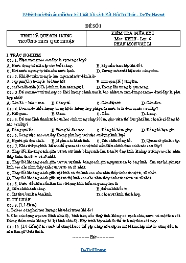 19 Đề thi và Đáp án giữa học kì 1 Vật lí 6 sách Kết Nối Tri Thức